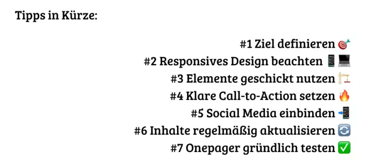 Tipps für eine erfolgreiche Onepager-Website
