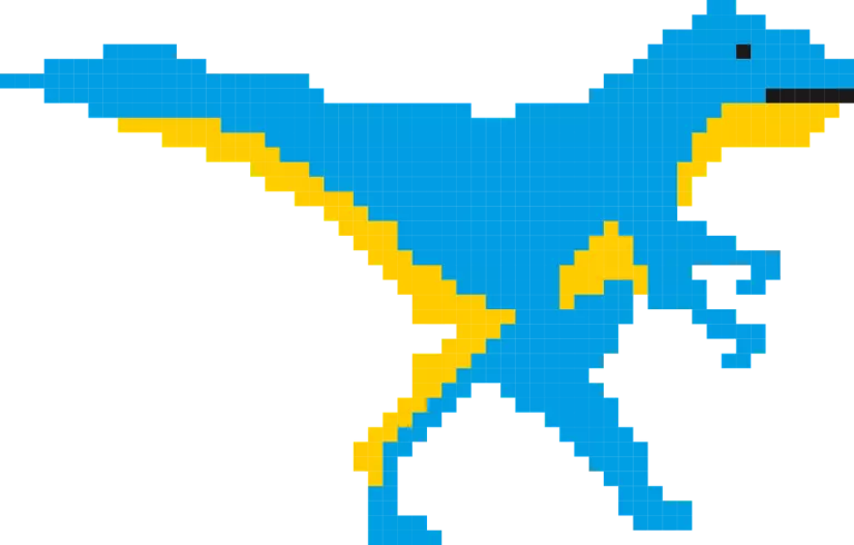 Ein Bild von einem Dinosaurier aus Pixeln.