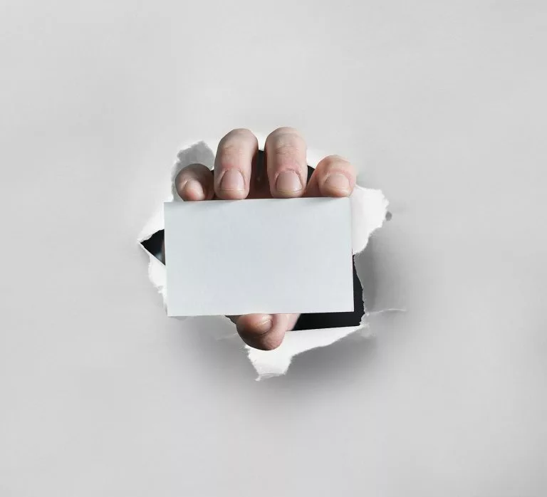 Visitenkarte, Hand, Platzierung